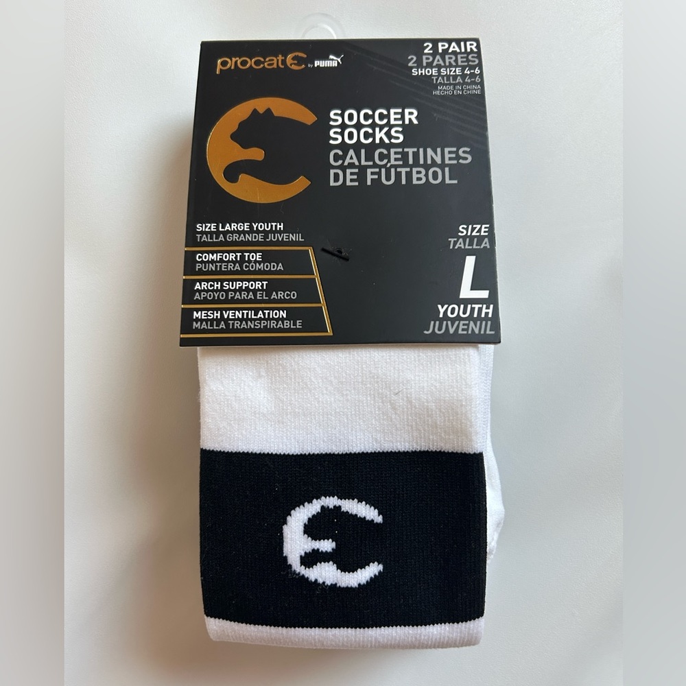 PROCAT Soccer socks ( 2pairs) shoe Youth size 4-6 NEW
